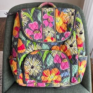 Vera Bradley Jazzy Blooms Floral Quilted Backpack colorful travel carryon EUC